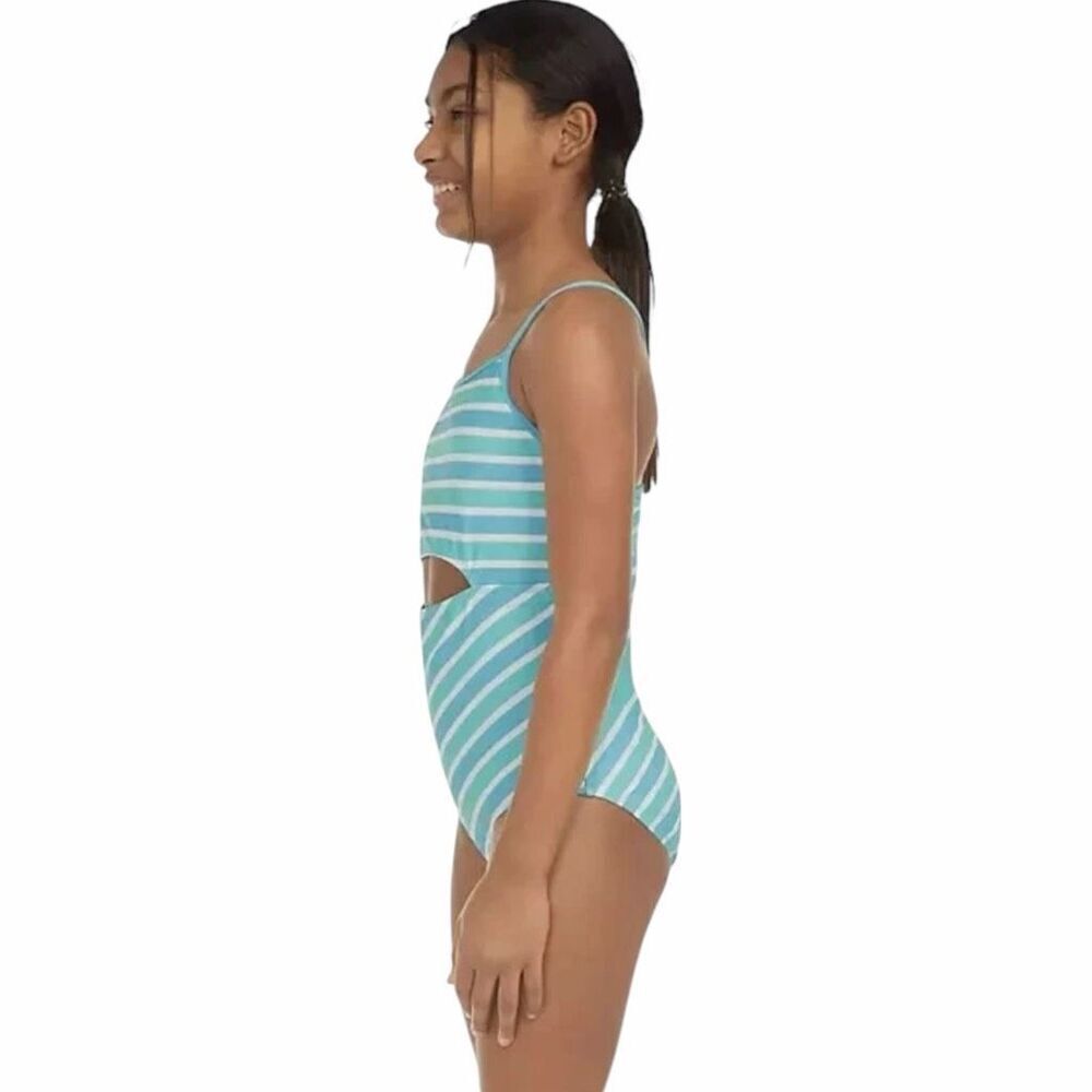 Hurley Girl's One Piece Open Mid Drift Ribbed Swimsuit Size 4 - Picture 3 of 7